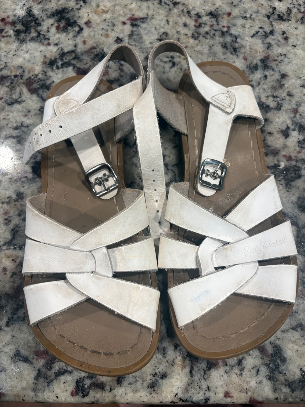 White Leather Saltwater sandals